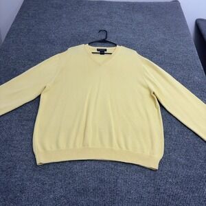 Brooks Brothers Sweater Mens XL Yellow Cotton V-Neck Preppy Classic